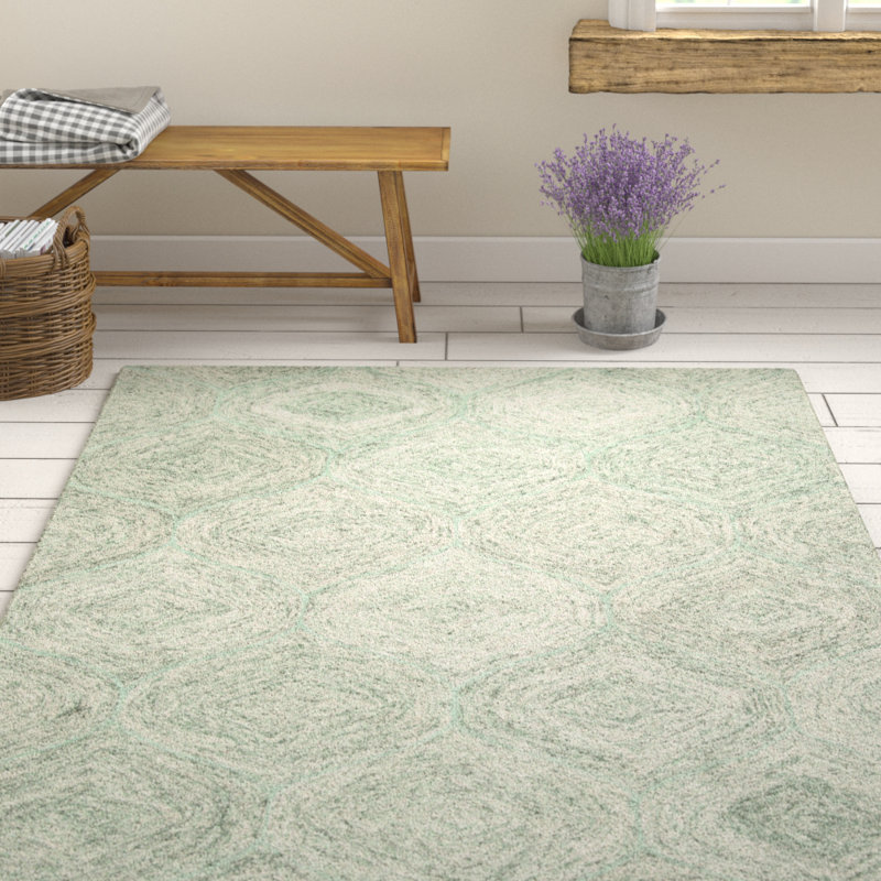 Gracie Oaks Pershing HandTufted Wool Green Area Rug & Reviews Wayfair